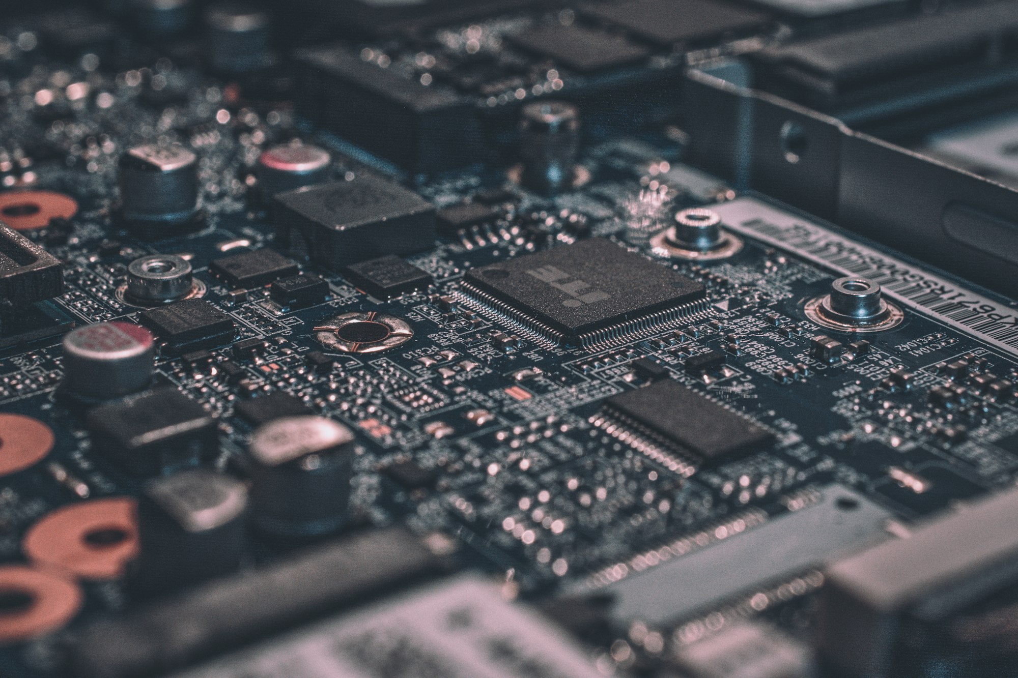 Macro photograph of an electronic circuit board