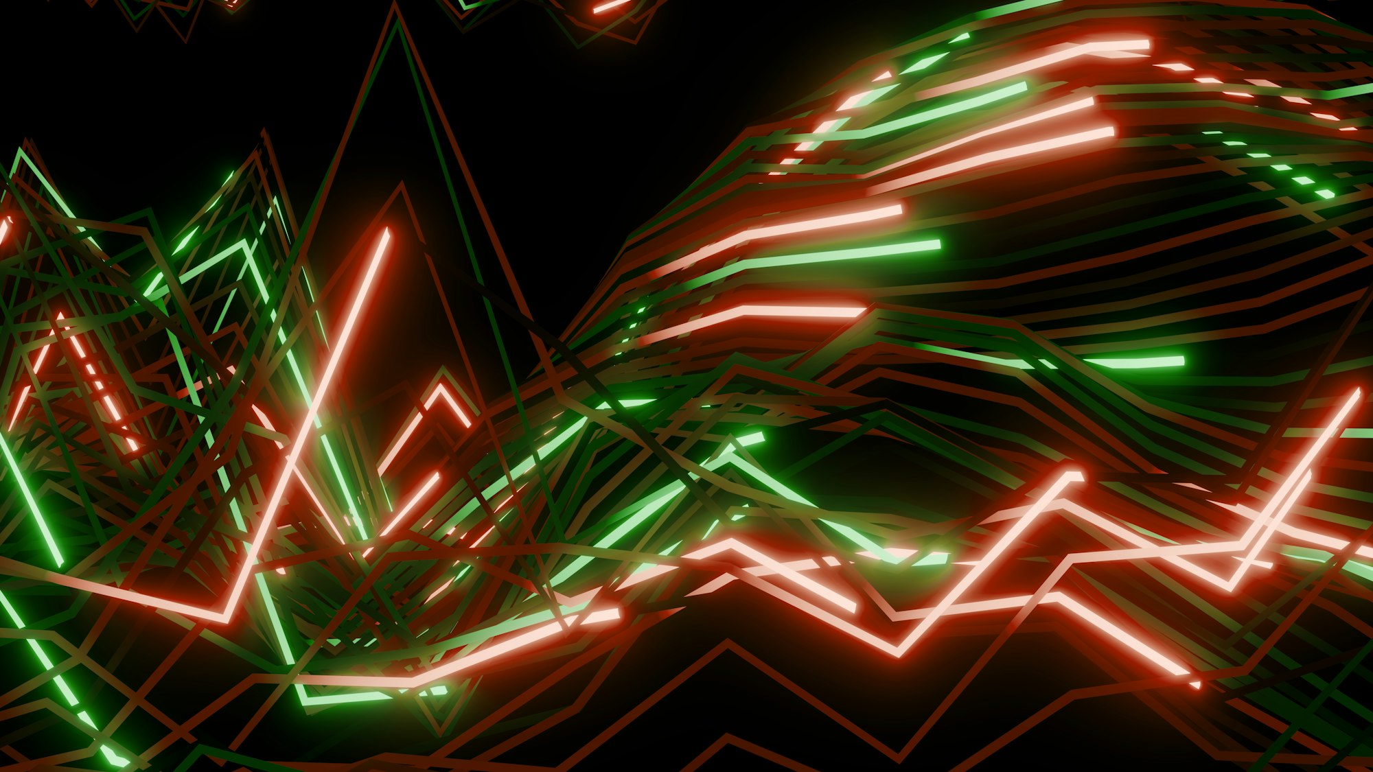 Abstract glowing lines forming a data visualization
