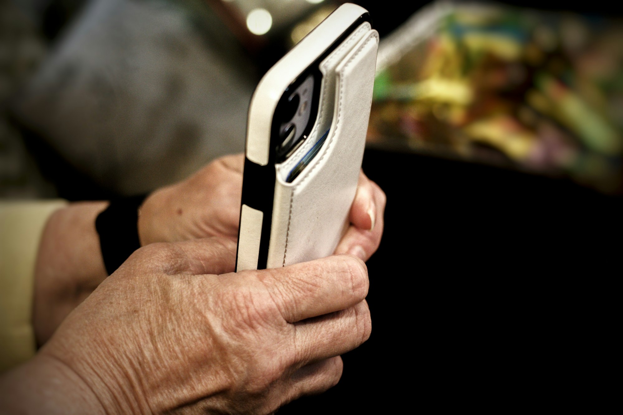 Close-up of hands holding a smartphone